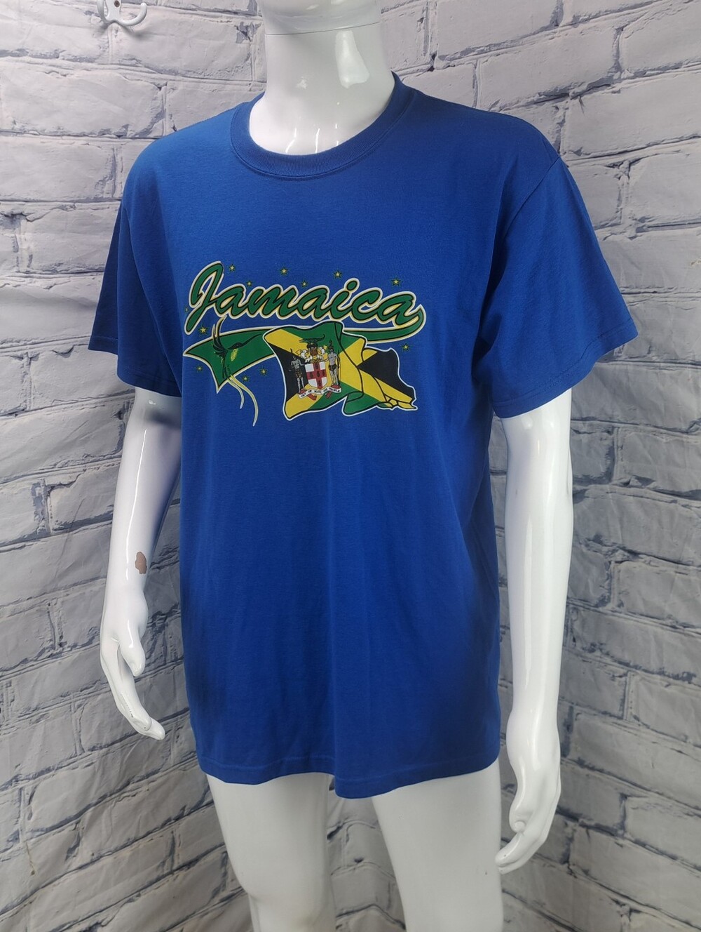 NEW Fruit of the Loom Men's T-Shirt Tee Jamaica Blue Vintage 90s Y2K Size Large